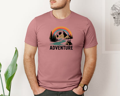 brand:Bella Canvas|color:Heather Mauve|Camping Seek Adventure Shirt Graphic T-Shirt