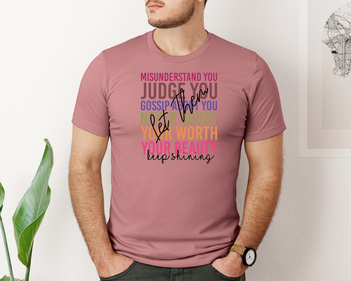 brand:Bella Canvas|color:Heather Mauve|Let Them Let Them Misunderstand Graphic T-Shirt
