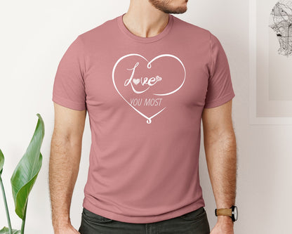 brand:Bella Canvas|color:Heather Mauve|Love You Valentines Tshirt Design Graphic T-Shirt