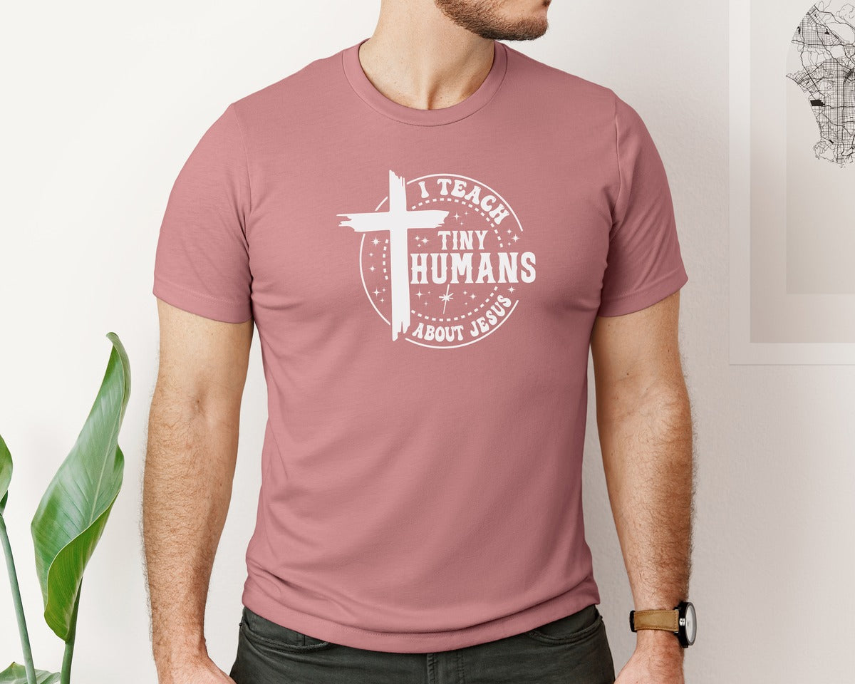 brand:Bella Canvas|color:Heather Mauve|Christian Teacher File Graphic T-Shirt