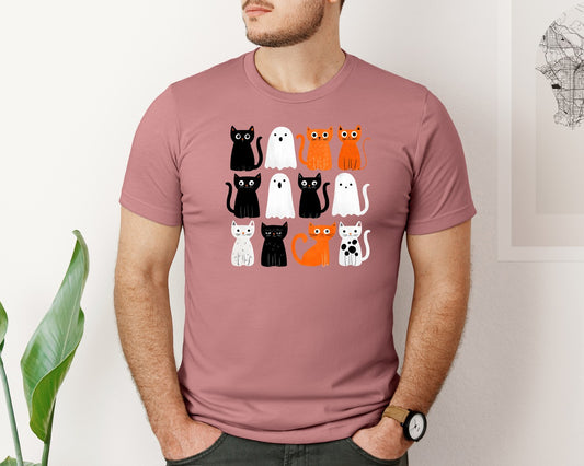 Halloween Ghost And Cat 9 Graphic T-Shirt