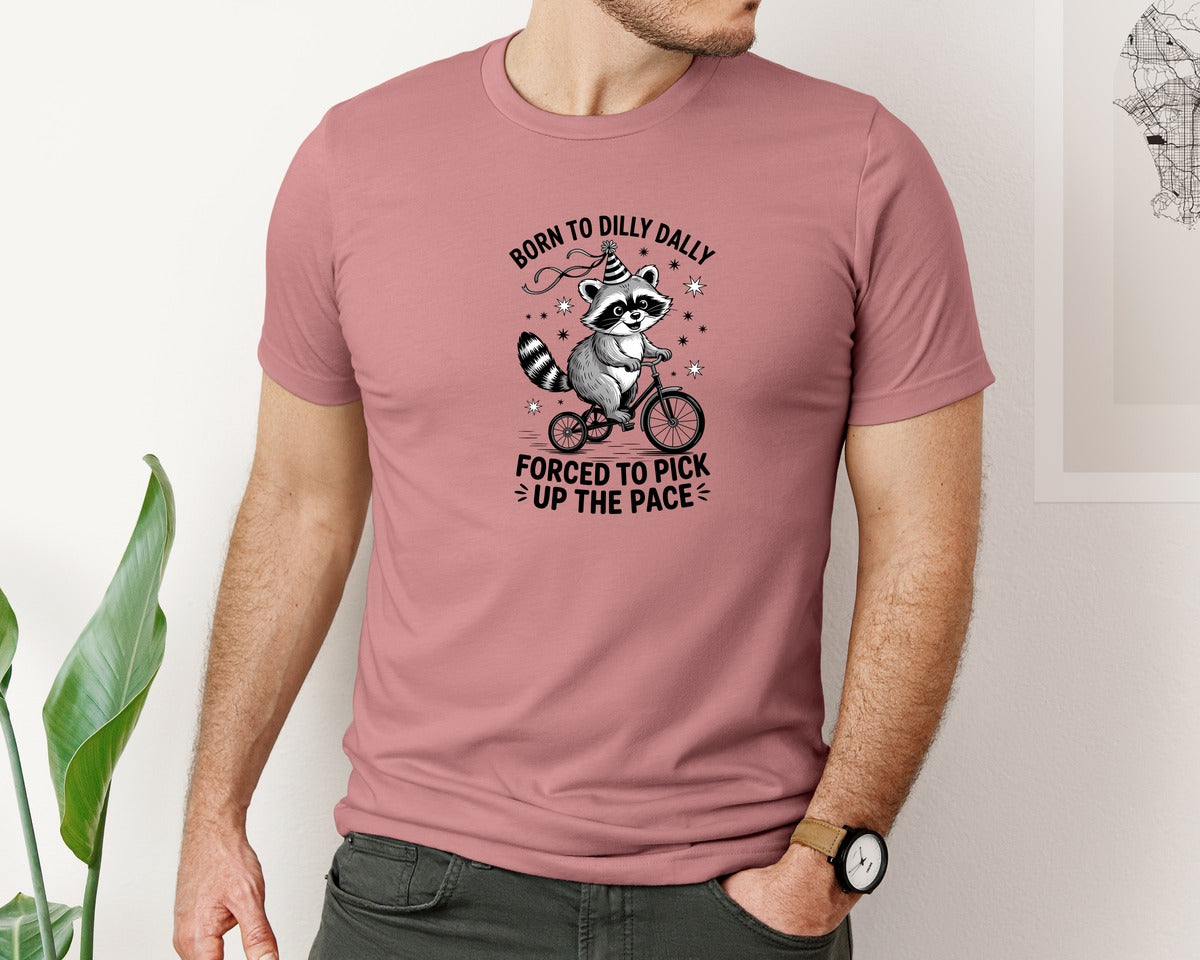brand:Bella Canvas|color:Heather Mauve|Funny Raccoon Sarcastic T Shirt Graphic T-Shirt