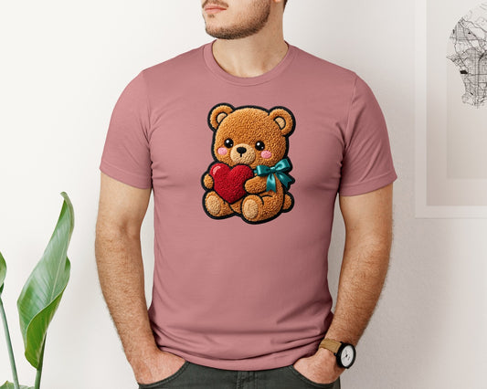 Yarn Crochet Cute Bear Valentines Day Graphic T-Shirt