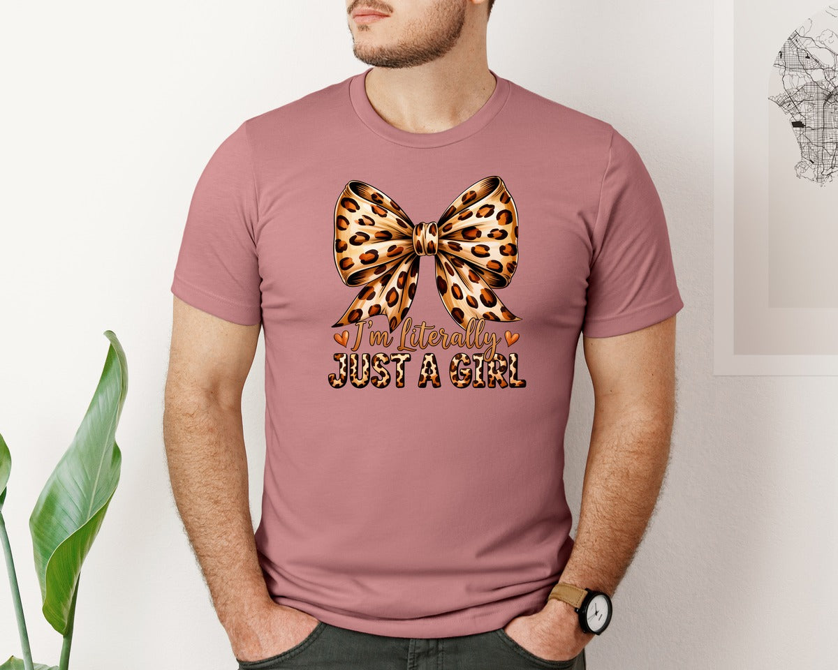 brand:Bella Canvas|color:Heather Mauve|Im Literally Just A Girl Coquette 2 Graphic T-Shirt