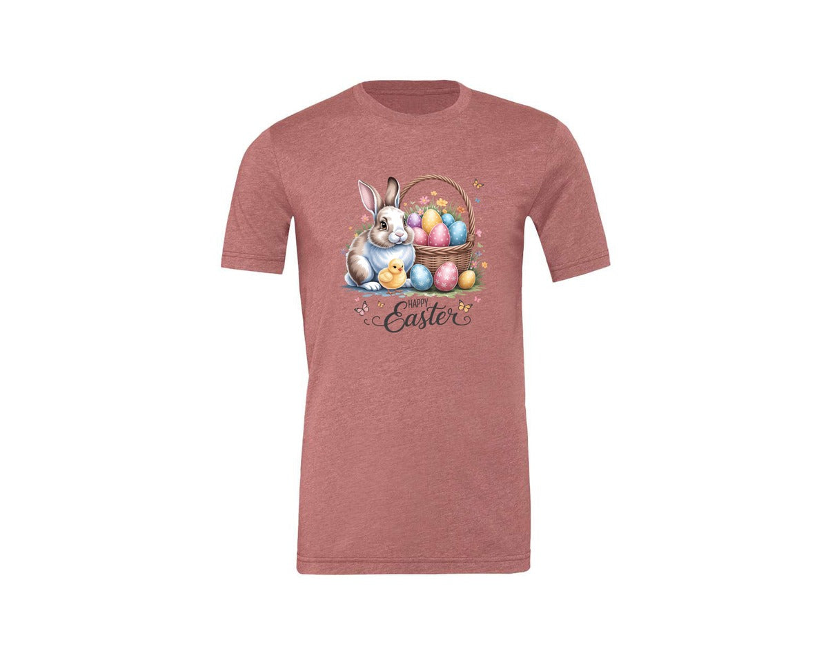 brand:Generic|color:Heather Mauve|Happy Easter Bunny Eggs 5 Graphic T-Shirt
