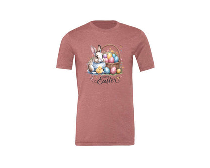 brand:Generic|color:Heather Mauve|Happy Easter Bunny Eggs 5 Graphic T-Shirt