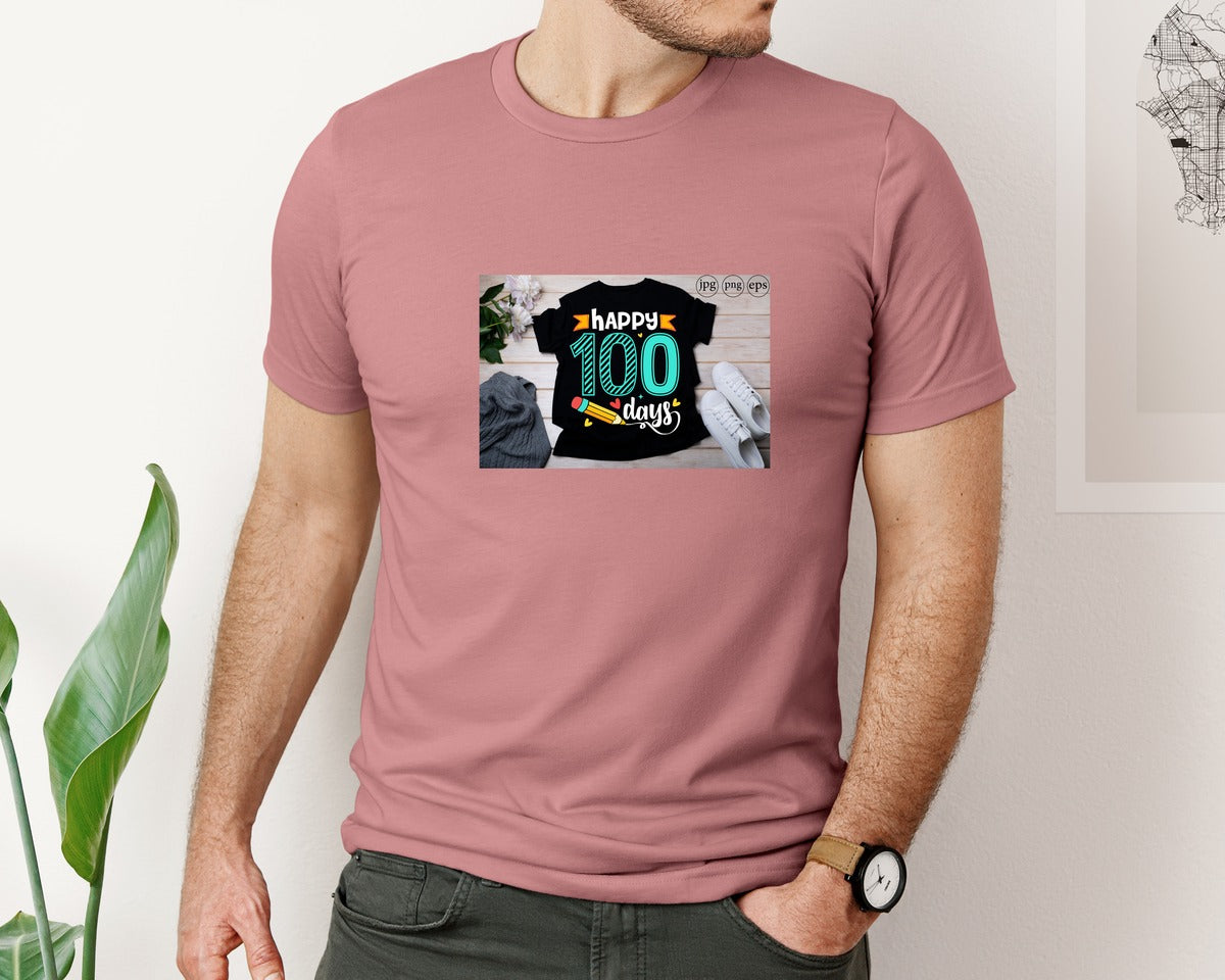 brand:Bella Canvas|color:Heather Mauve|100 Days Of School Shirt 10 Graphic T-Shirt