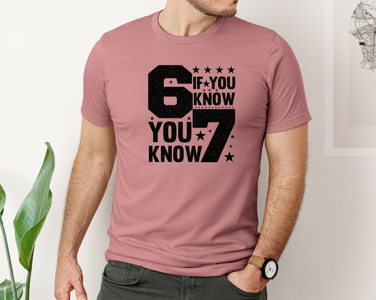 brand:Bella Canvas|color:Heather Mauve|Six Seven 6 7 Meme If You Know Graphic T-Shirt