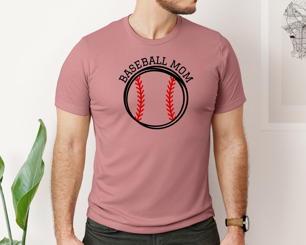 brand:Bella Canvas|color:Heather Mauve|Baseball Mama 62 Graphic T-Shirt