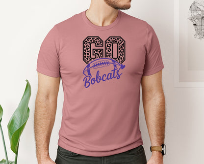 brand:Bella Canvas|color:Heather Mauve|Bobcats Football Shirt Sports Team 5 Graphic T-Shirt