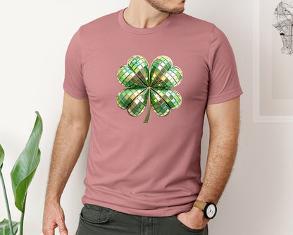 brand:Bella Canvas|color:Heather Mauve|Disco Shamrock St Patricks Day Graphic T-Shirt