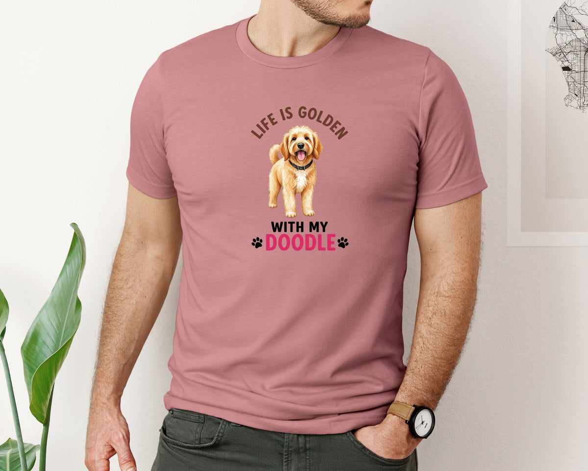 brand:Bella Canvas|color:Heather Mauve|Life Is Golden Dog Graphic T-Shirt