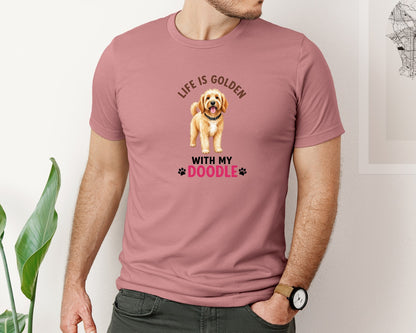 brand:Bella Canvas|color:Heather Mauve|Life Is Golden Dog Graphic T-Shirt
