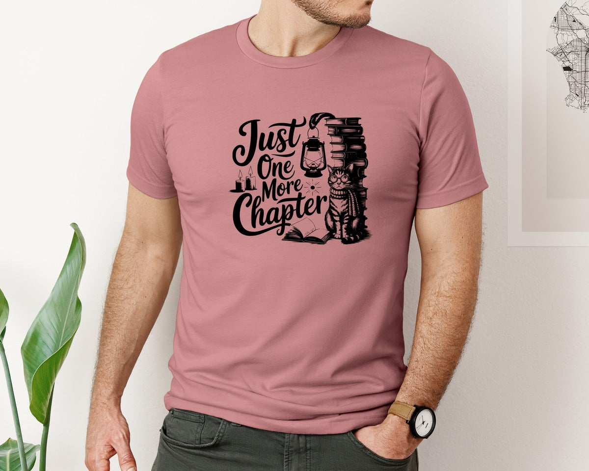 brand:Bella Canvas|color:Heather Mauve|Just One More Chapter T Shirt Design Graphic T-Shirt