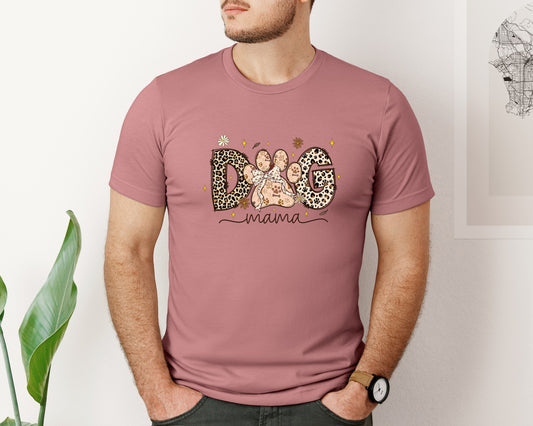 Leopard Dog Mama Cute Paw With Bow Graphic T-Shirt
