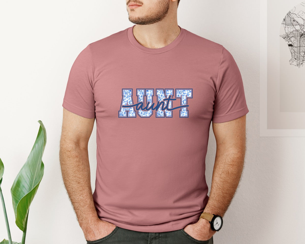 brand:Bella Canvas|color:Heather Mauve|Coquette Bow Aunt Chinoiserie Graphic T-Shirt