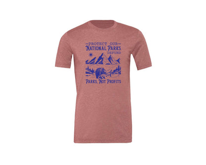 brand:Generic|color:Heather Mauve|Protect Our National Parks Defund Doge Graphic T-Shirt