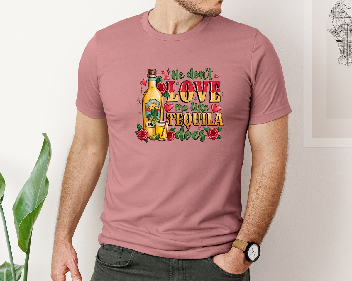brand:Bella Canvas|color:Heather Mauve|Country Cowgirl Tequila Valentine Graphic T-Shirt