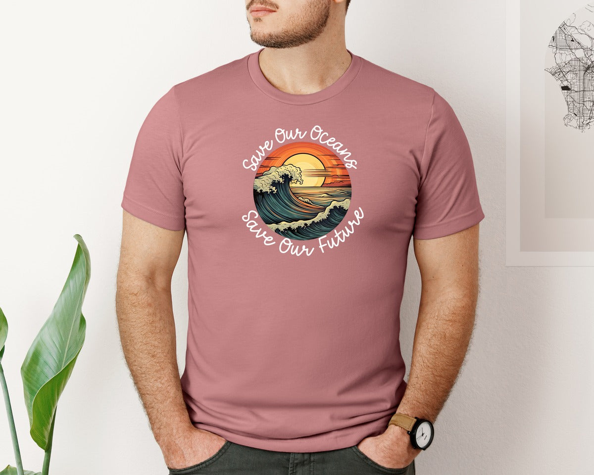 brand:Bella Canvas|color:Heather Mauve|Save Our Oceans Save Our Future Graphic T-Shirt