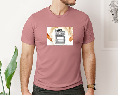 brand:Bella Canvas|color:Heather Mauve|Easter Nutrition Facts Easter 2 Graphic T-Shirt