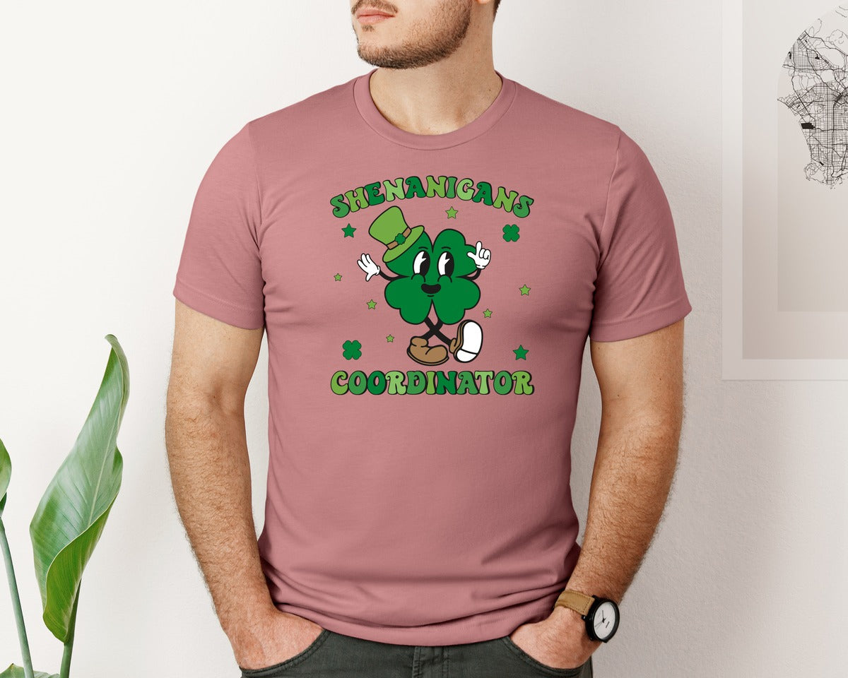 brand:Bella Canvas|color:Heather Mauve|Shenanigans Coordinator Shamrock Graphic T-Shirt