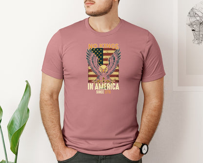 brand:Bella Canvas|color:Heather Mauve|No Kings In America Since 1776 4Th July 5 Graphic T-Shirt