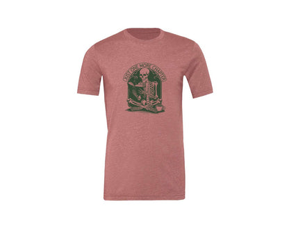 brand:Generic|color:Heather Mauve|Just One More Chapter Skeleton Coffee 2 Graphic T-Shirt