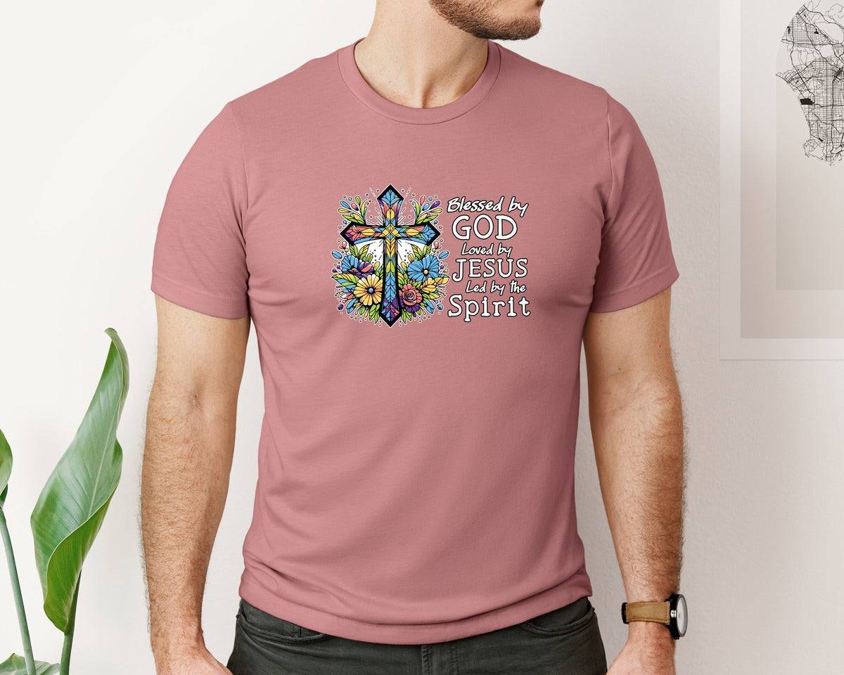 brand:Bella Canvas|color:Heather Mauve|Jesus Cross Graphic T-Shirt