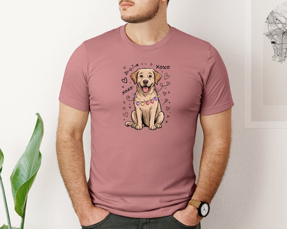 brand:Bella Canvas|color:Heather Mauve|Valentine Labrador Retriever Graphic T-Shirt