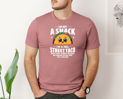 brand:Bella Canvas|color:Heather Mauve|Im Not A Snack Im A Full Street Taco Graphic T-Shirt