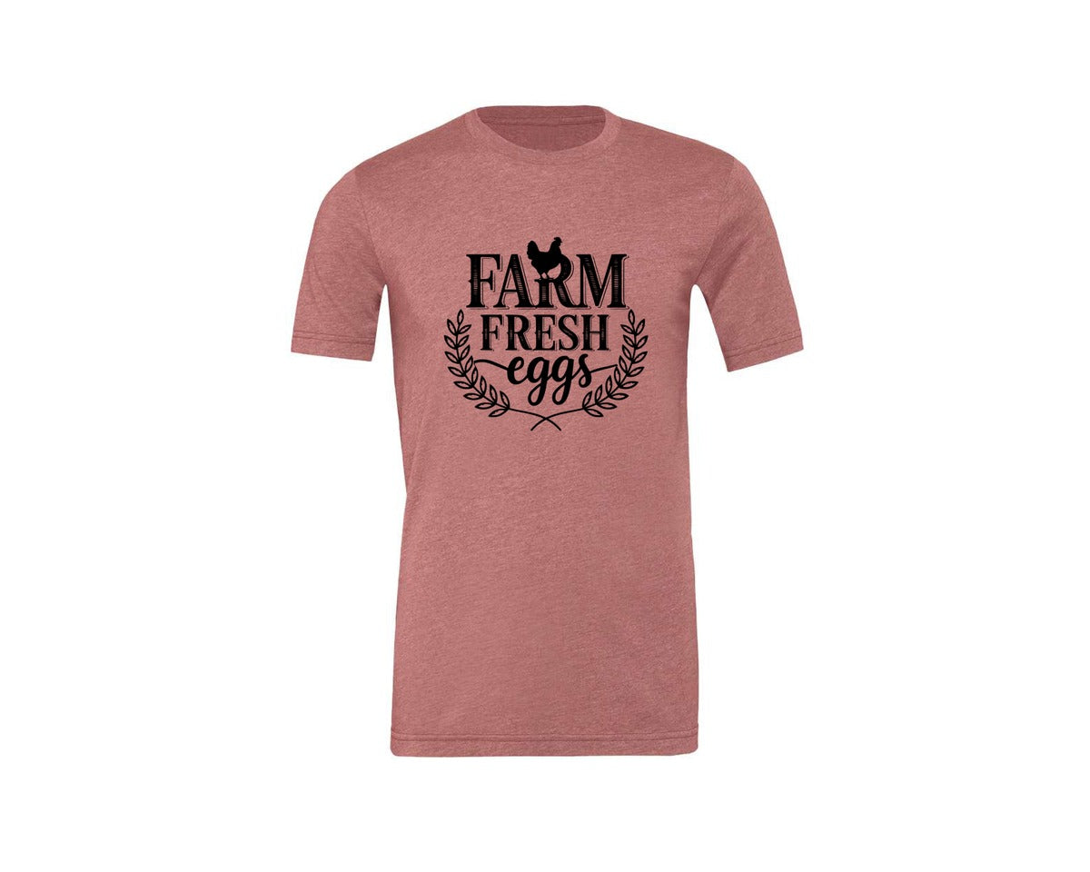 brand:Generic|color:Heather Mauve|Farm Fresh Eggs T Shirt Design Silhouet Graphic T-Shirt