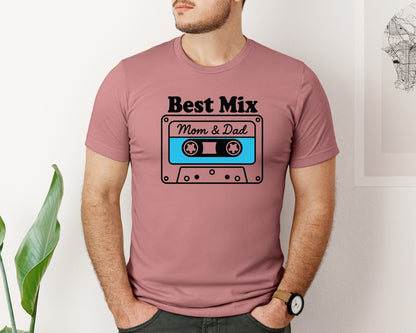 brand:Bella Canvas|color:Heather Mauve|Best Mix Mom And Dad Onesie Baby Quote Graphic T-Shirt