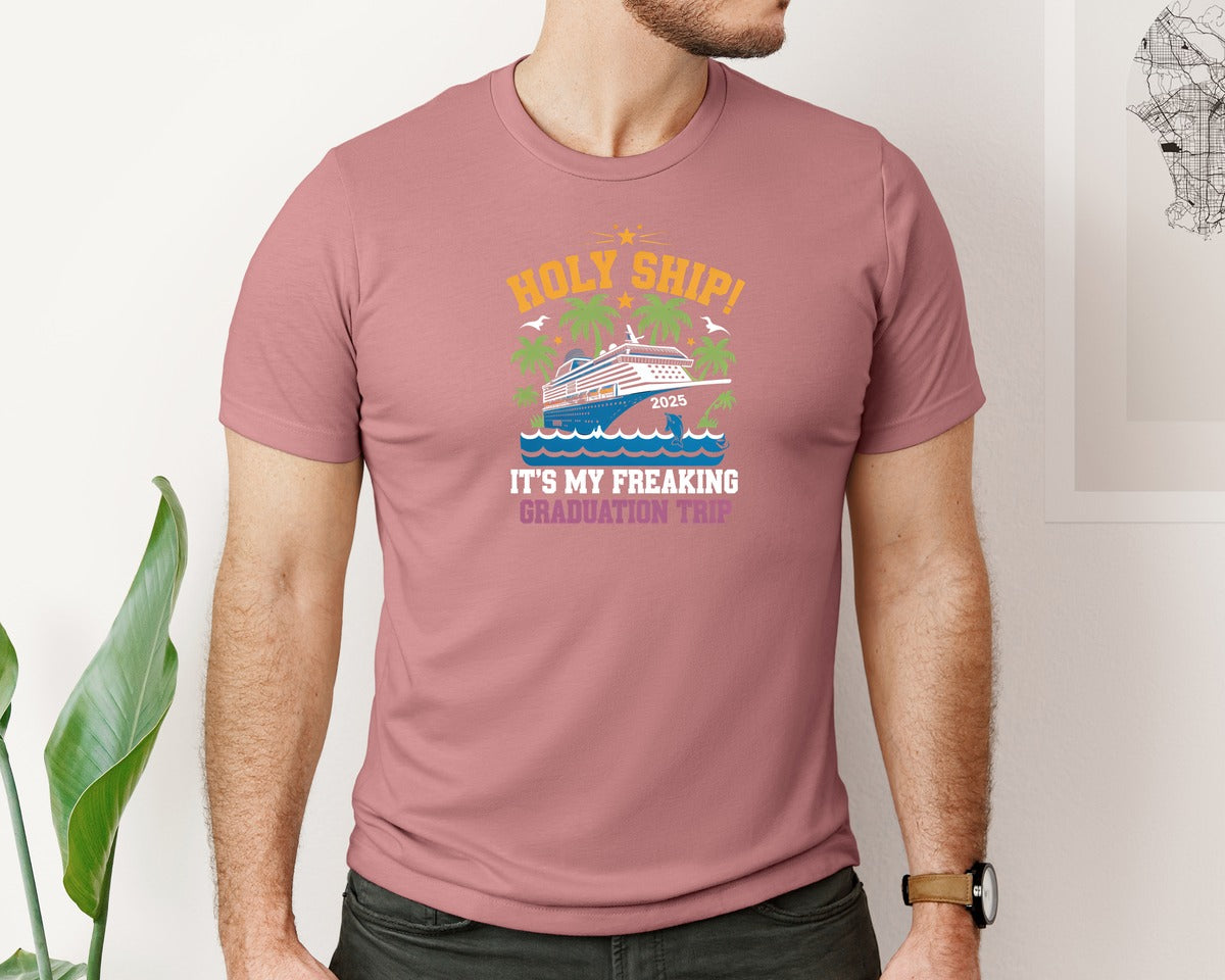 brand:Bella Canvas|color:Heather Mauve|Holy Ship Graduation Trip Cruise Graphic T-Shirt