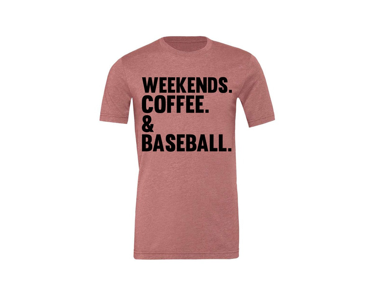 brand:Generic|color:Heather Mauve|Weekends Coffee Baseball Tshirt Design Graphic T-Shirt