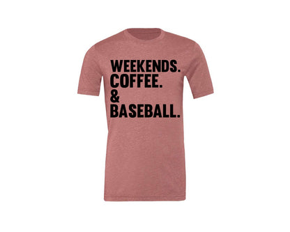 brand:Generic|color:Heather Mauve|Weekends Coffee Baseball Tshirt Design Graphic T-Shirt