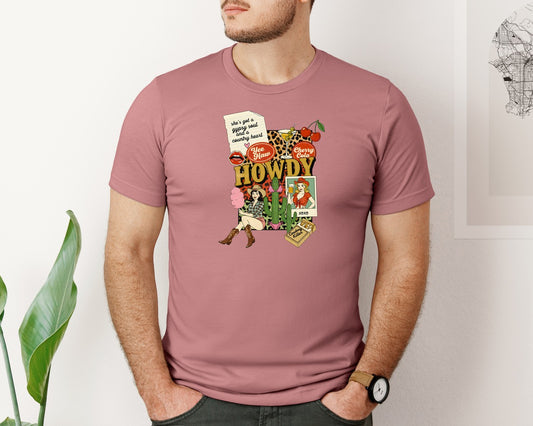 Retro Cowgirl Collage Western 2 Graphic T-Shirt