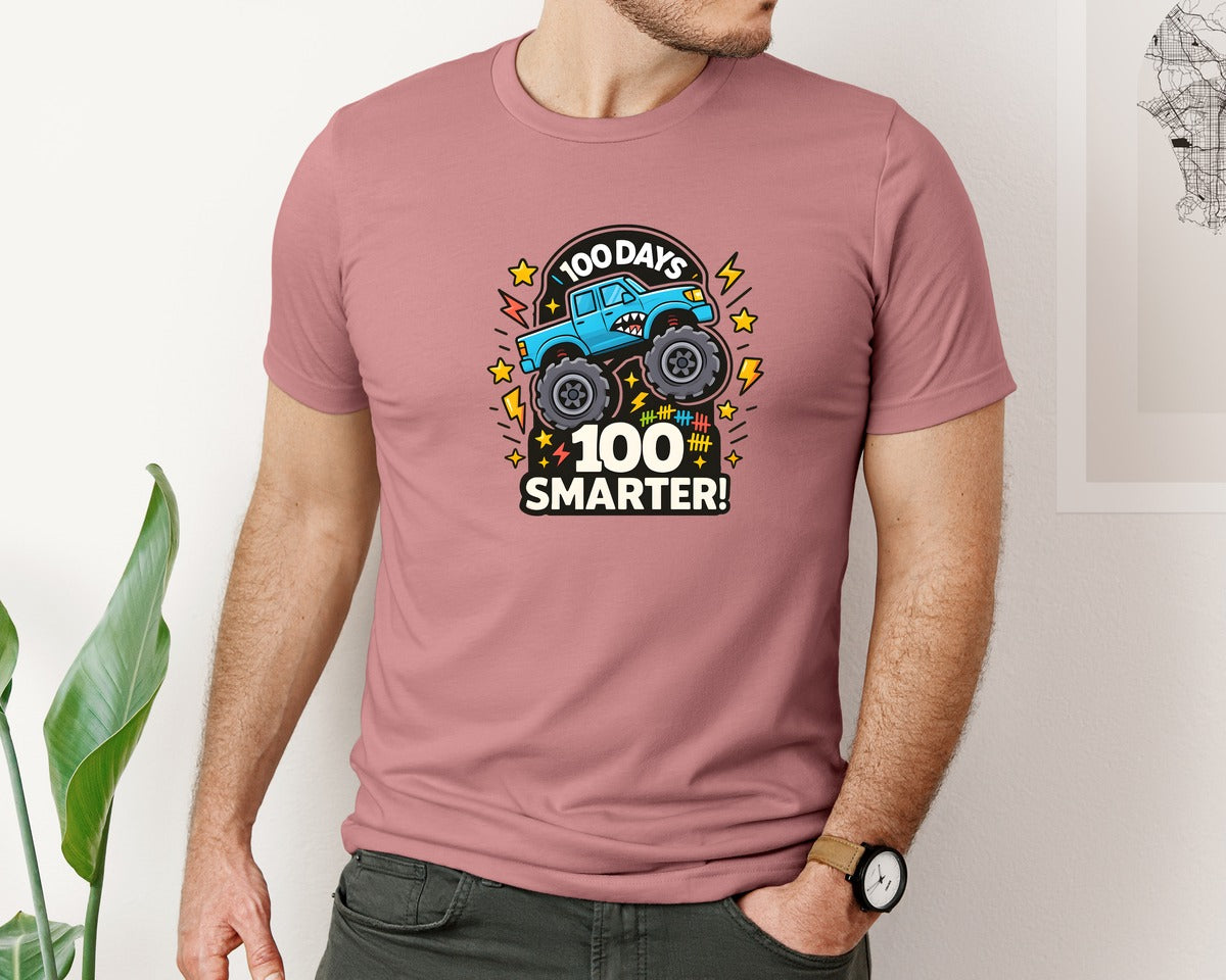 brand:Bella Canvas|color:Heather Mauve|100 Days 100 Smarter Shirt Design Graphic T-Shirt