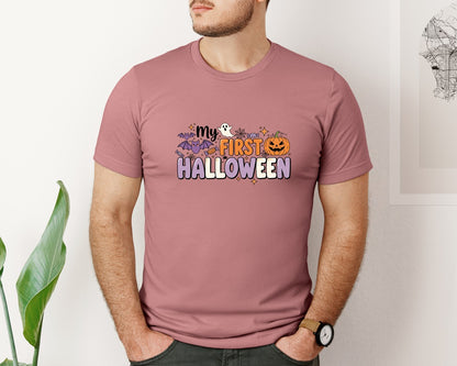 brand:Bella Canvas|color:Heather Mauve|My First Halloween Graphic T-Shirt