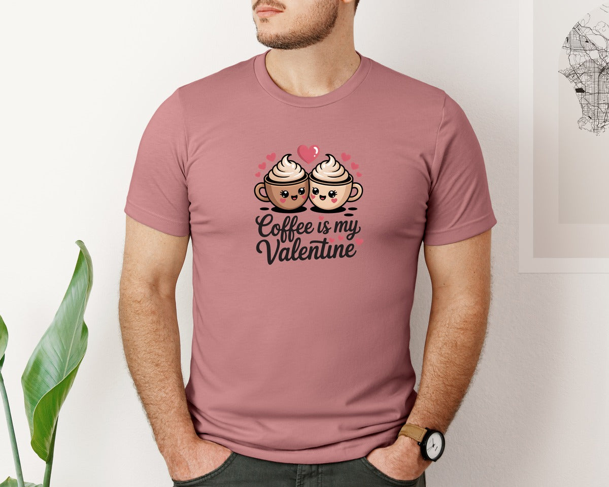 brand:Bella Canvas|color:Heather Mauve|Coffee Is My Valentine 197 Graphic T-Shirt
