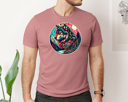 brand:Bella Canvas|color:Heather Mauve|Vintage Wolf 90S Graphic Shirt Graphic T-Shirt
