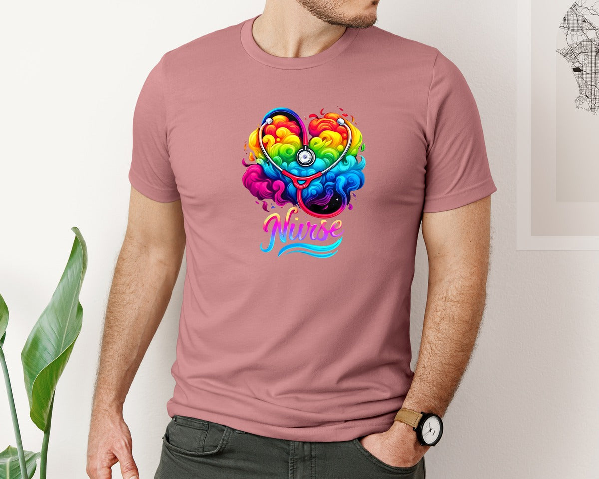brand:Bella Canvas|color:Heather Mauve|Beauty Nurse Life Design For Nursing Graphic T-Shirt