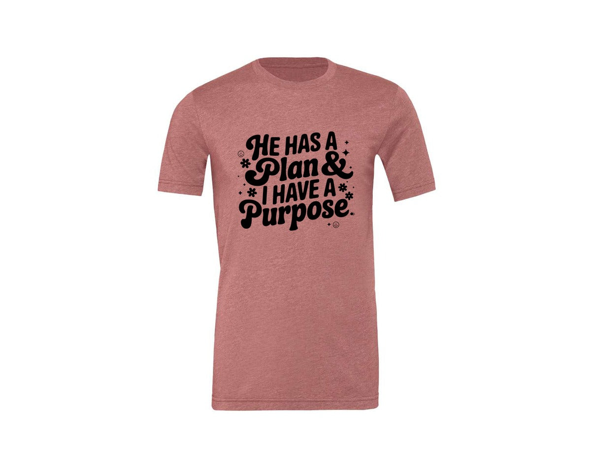brand:Generic|color:Heather Mauve|He Has A Plan And I Have A Purpose D Graphic T-Shirt
