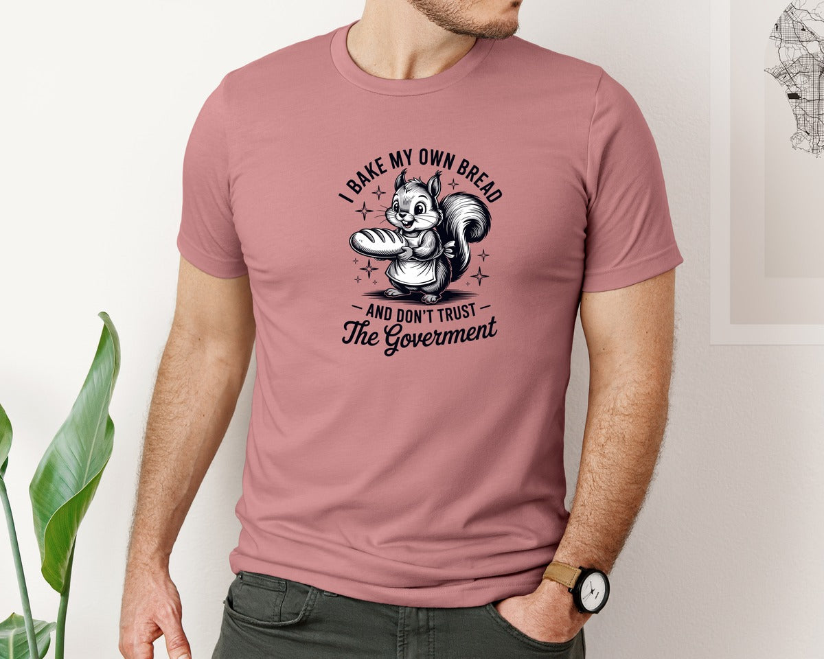 brand:Bella Canvas|color:Heather Mauve|Funny Baking Squirrel T Shirt Design Graphic T-Shirt