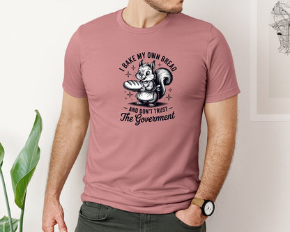 brand:Bella Canvas|color:Heather Mauve|Funny Baking Squirrel T Shirt Design Graphic T-Shirt