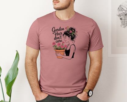 brand:Bella Canvas|color:Heather Mauve|Garden Hair Dont Care T Shirt Design Graphic T-Shirt