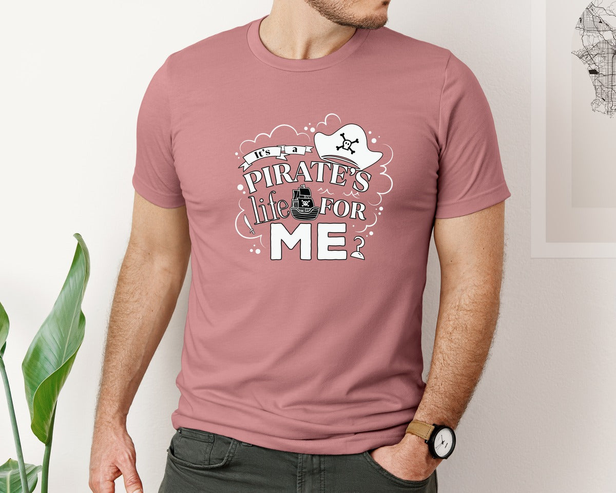 brand:Bella Canvas|color:Heather Mauve|Pirate Its A Pirates Life For Me Graphic T-Shirt