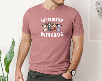 brand:Bella Canvas|color:Heather Mauve|Cute Goat Lover T Shirt Design Graphic T-Shirt