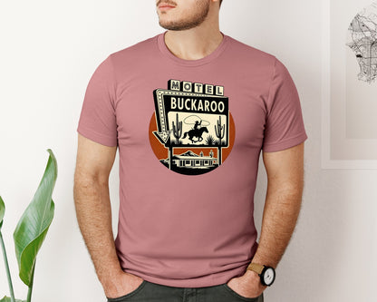 brand:Bella Canvas|color:Heather Mauve|Buckaroo Rodeo Motel Graphic T-Shirt