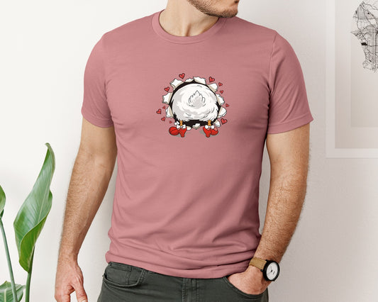 Cute Valentine Goose Front And Back 5 Graphic T-Shirt