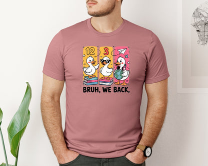 brand:Bella Canvas|color:Heather Mauve|Funny Back To School Goose Design Graphic T-Shirt